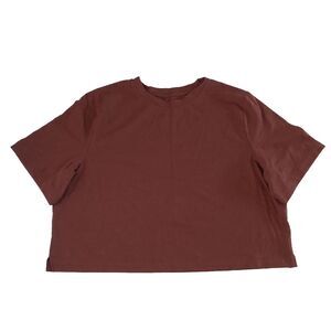 A New Day Rust Terracotta Cropped Boxy Tee Shirt Short Sleeve Split Hem Large